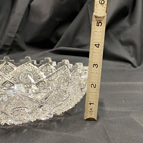 American Brilliant Period ABP Clark Prima Donna Low Cut Glass Bowl Castle Rim - Picture 13 of 16